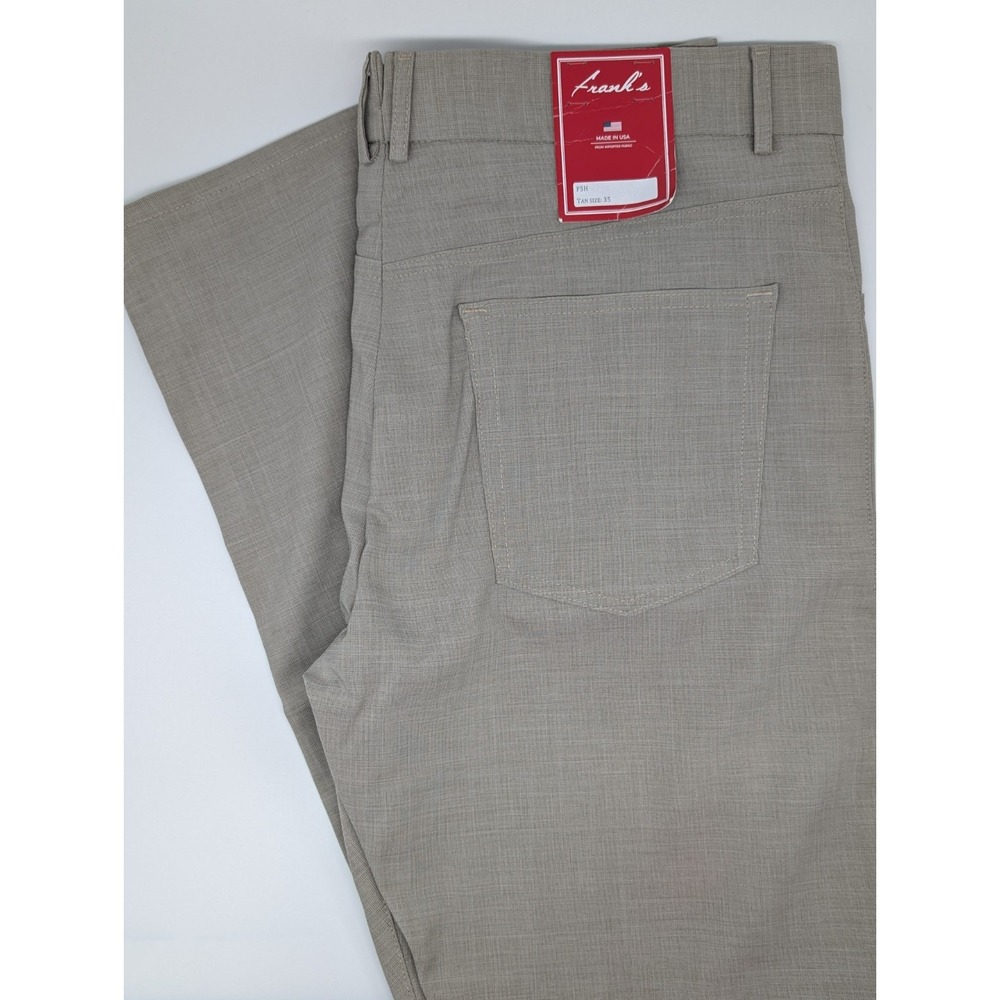 Frank's Dress Pants Made in USA‎ Waist 35 (36x35) Tan F5H Chino Straight Leg NWT